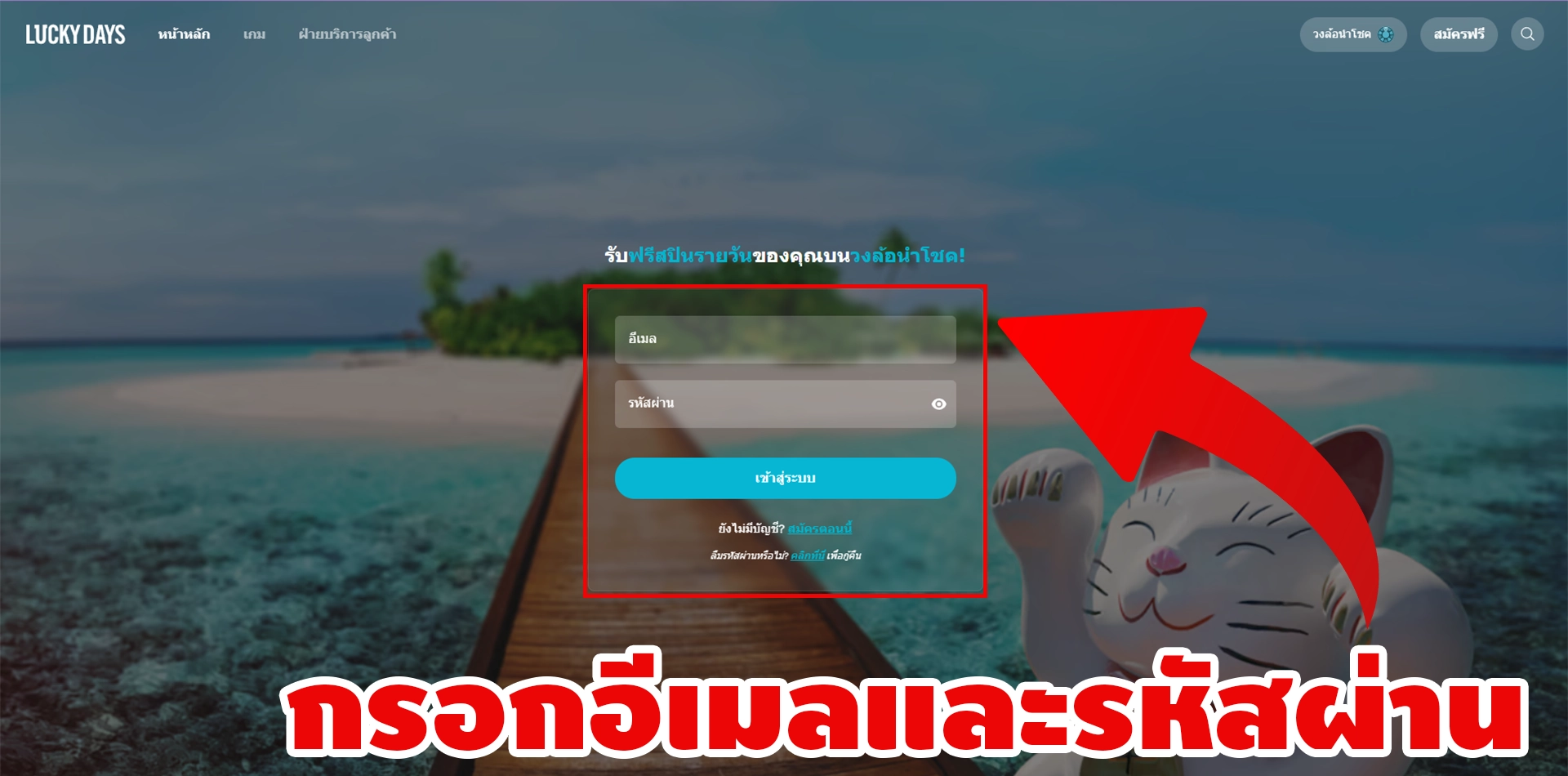 ขั้นตอนที่ 2 กรอกอีเมลและรหัสผ่าน